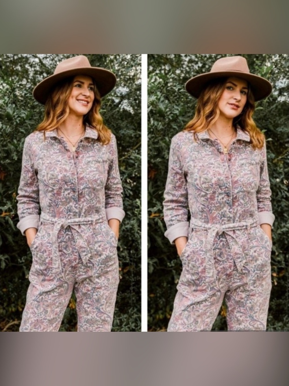 Anthropologie Paisley Pink Utility Jumpsuit Bohemian Cottagecore Women’s Medium